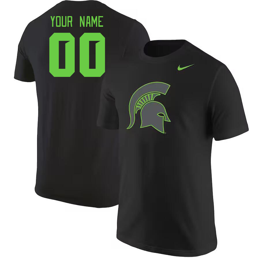 Custom Michigan State Spartans Name And Number College Tshirt-Black